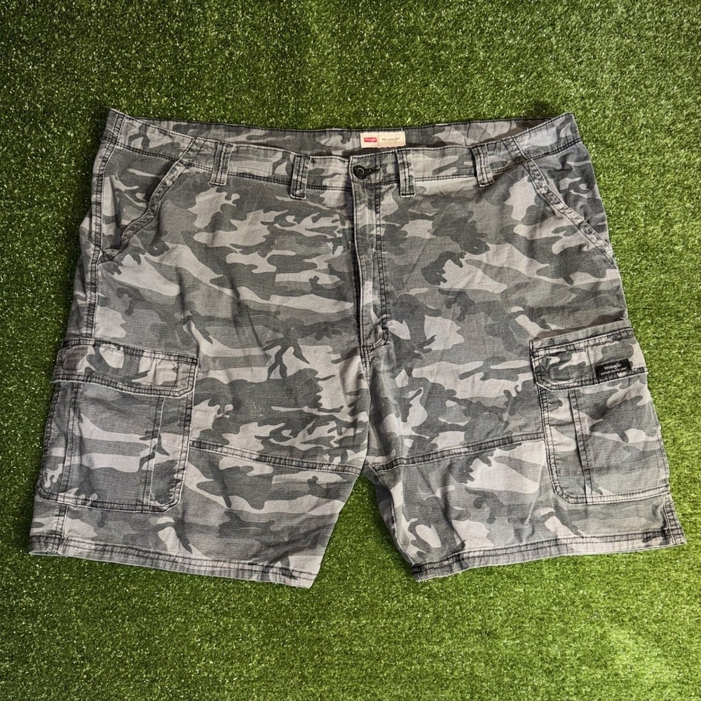 Wrangler Relaxed Fit‎ Camo Cargo Shorts Mens Grey Black Camouflage 70AFWGC